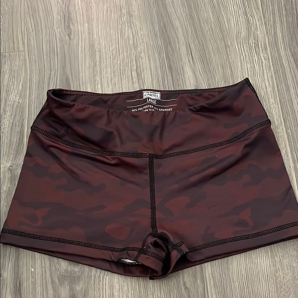 Red Athletic Shorts with Wide Waistband and Stretchy Fabric
